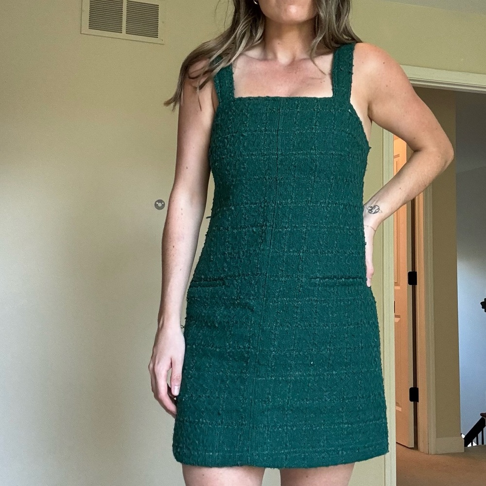 Hunter Green Abercrombie Boucle Shift Mini Dress size S